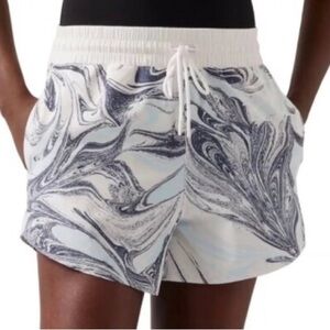 ATHLETA All Activity Shorts, White Swirl Print, Size M Retail $65